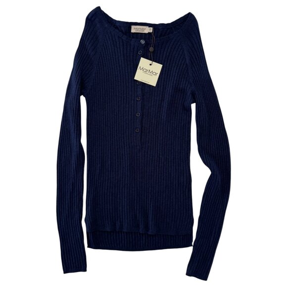 MARMAR COPENHAGEN - LIGHT KNIT TURTLE NECK TOP - 5% CASHMERE - DEEP BLUE - NWT - Picture 1 of 4